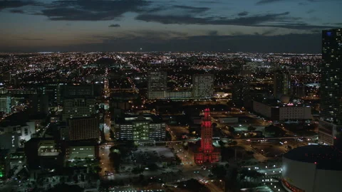 Downtown Miami Evening Cineflex Aerials 1 Stock Footage 244365081