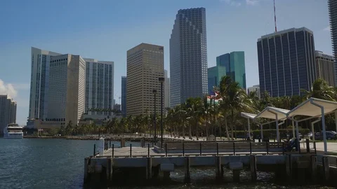 Downtown Miami with the marina Stock Footage 74110319