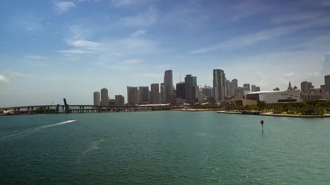 Downtown Miami with the marina Stock Footage 74113268