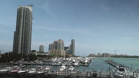 Downtown Miami with the marina Stock Footage 74114746