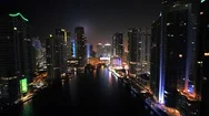 Downtown Miami At Night By Aerial Drone Stock Footage
