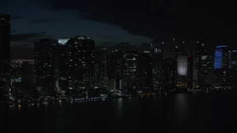 Downtown Miami Night Cineflex Aerials 5 Stock Footage 244364537