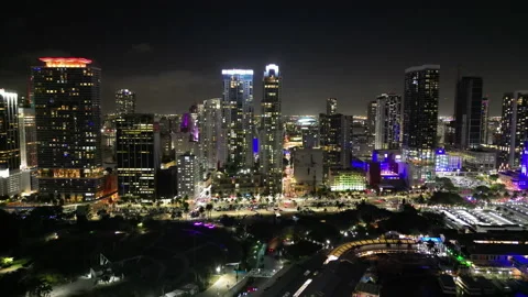 Downtown Miami night Stock Footage 237363633