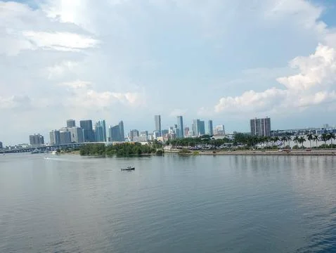 Downtown Miami from Ocean Stock Photos