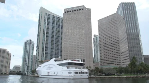 Downtown Miami seen from Bay Stock Footage 129474574