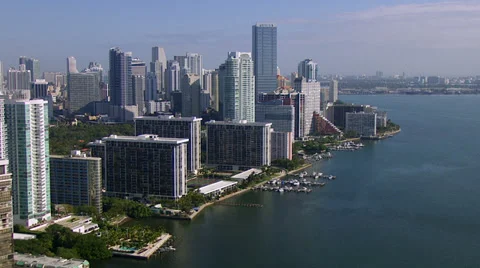 Downtown Miami Shore Northbound Stock Footage