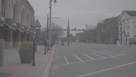 Downtown Middletown, CT Nearly Empty Streets 01 Stock Footage 127933515