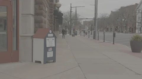 Downtown Middletown, CT Nearly Empty Streets 03 Stock Footage 127935171