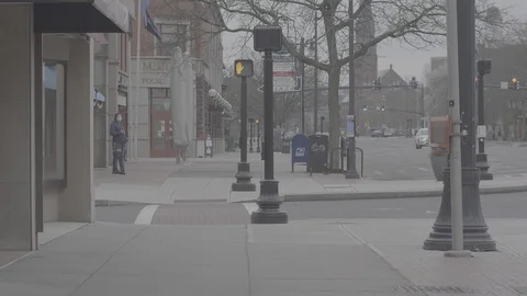 Downtown Middletown, CT Nearly Empty Streets 04 Stock Footage 128551265