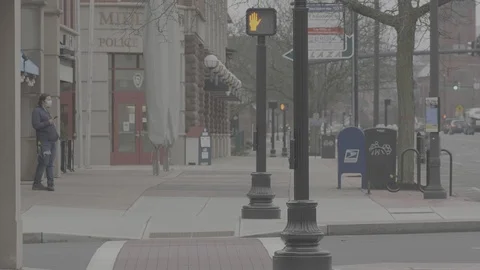 Downtown Middletown, CT Nearly Empty Streets 07 Stock Footage 128552098