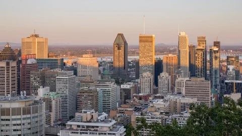 Downtown Montreal Sunset Timelapse 001 Stock Footage