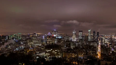 Downtown Montreal Winter Timelapse Stock Footage