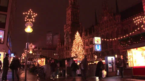 Downtown Munich at Christmas Stock Footage 25944344