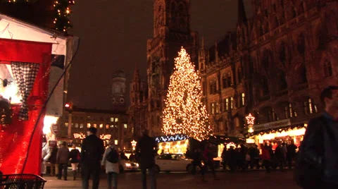 Downtown Munich at Christmas Stock Footage 25944471