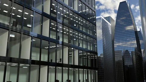 Downtown with new office building windows and empty offices for commercial using Видео 143977082