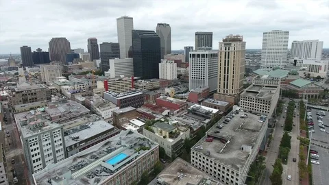 Downtown New Orleans drone Video stock 101409148