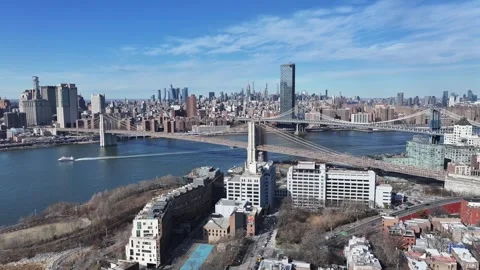 Downtown New York. Highrise Buildings Scenery. Brooklyn Bridge Landscape Vídeos de archivo 346191663