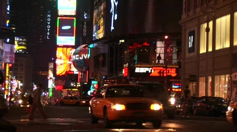 Downtown New York at night Stock Footage