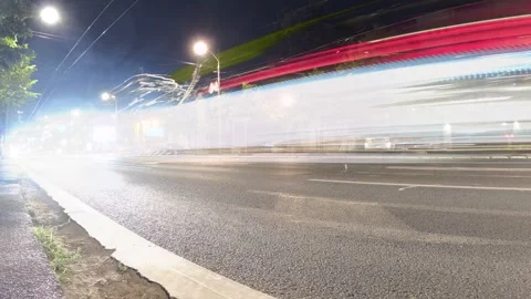 Downtown Night Car Light Traffic And Road Background Stock Footage 339945654