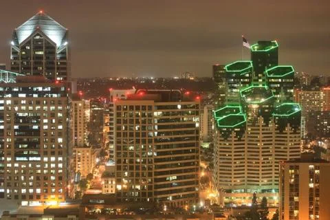Downtown at Night Stock Photos