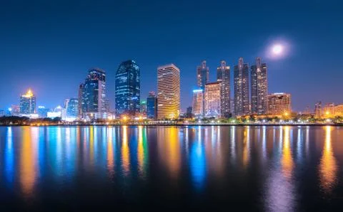 Downtown at night Stock-Fotos