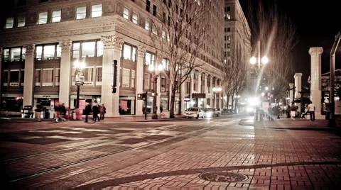 Downtown night Time Lapse Stock Footage 60437577