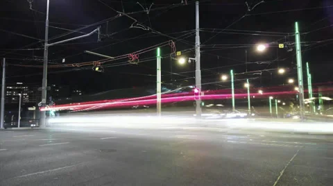 Downtown Night traffic Vídeo Stock 34761569