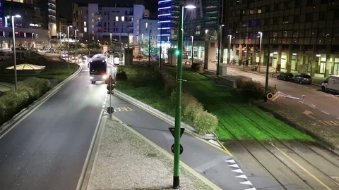 Downtown night traffic Stock Footage 70165314