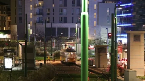 Downtown night traffic Stock Footage 70416907