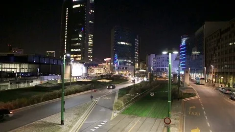 Downtown night traffic Stock Footage 70416933