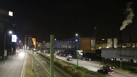 Downtown night traffic Stock Footage 70417002