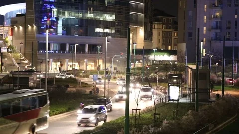 Downtown night traffic Stock Footage 70417397