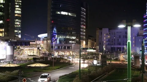 Downtown night traffic Stock Footage 70808084
