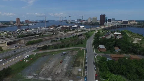 Downtown Norfolk Drone Stock Footage 88794848