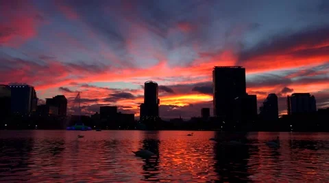 Downtown Orlando Sunset Time-Lapse Stock Footage 45205989