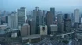 Downtown Osaka Panoramic Aerial View Car Traffic Japan City Highway Freeway Dusk HD Footage