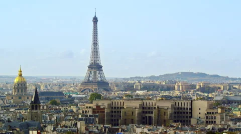 Downtown Paris Buildings Eiffel Tower France 4K HD Stock Video Footage 库存影片 62531739