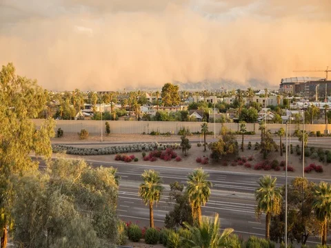 Downtown Phoenix Dust Storm Stock-Footage 77613642