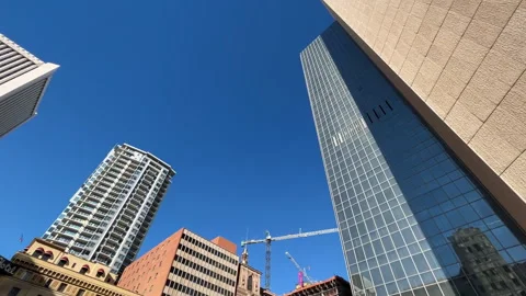 Downtown Phoenix high rises from a low angle Stock Footage 269415738