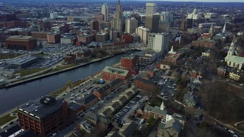 Downtown Providence, aerial Stock Video Pond5