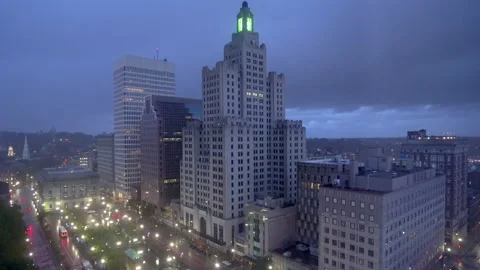 Downtown Providence with Cloudy Skies Stock Footage 162052323