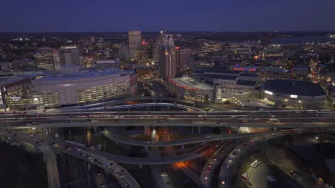 Downtown Providence at night Stock Footage 324729852