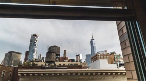 Downtown push through window Stock Footage 65157959