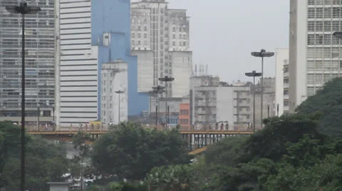 Downtown in the rain I Stock Footage 27146068