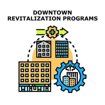 Downtown revitalization programs creating urban development growth 스톡 일러스트