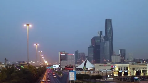 Downtown, Riyadh Skyline, King Abdullah Financial District, Saudi Arabia Stock Footage 232767287