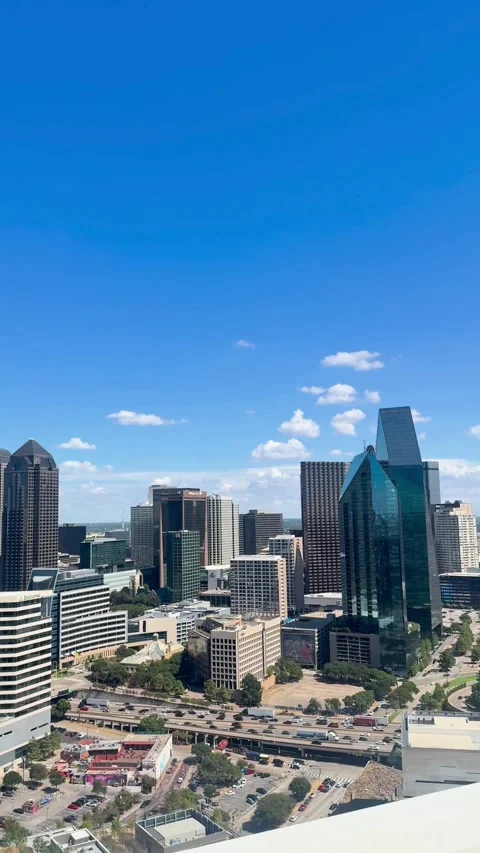 Downtown Rooftop View Under Blue Sky Stock Footage 344601378