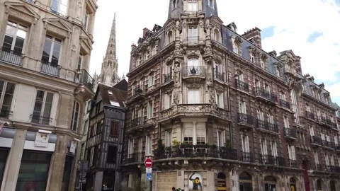 Downtown Rouen with classical buildings Stock Footage 208944615
