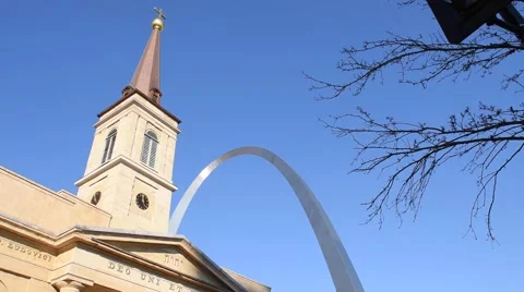 Downtown Saint Louis with Arch Stock Footage 48091959