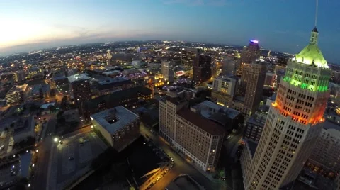 Downtown san antonio night aerial 4k Stock Footage